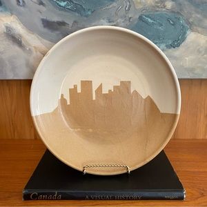 RARE Hand Thrown Pottery Deep Dish Ceramic Bowl Neutral Artist Signed Glazed